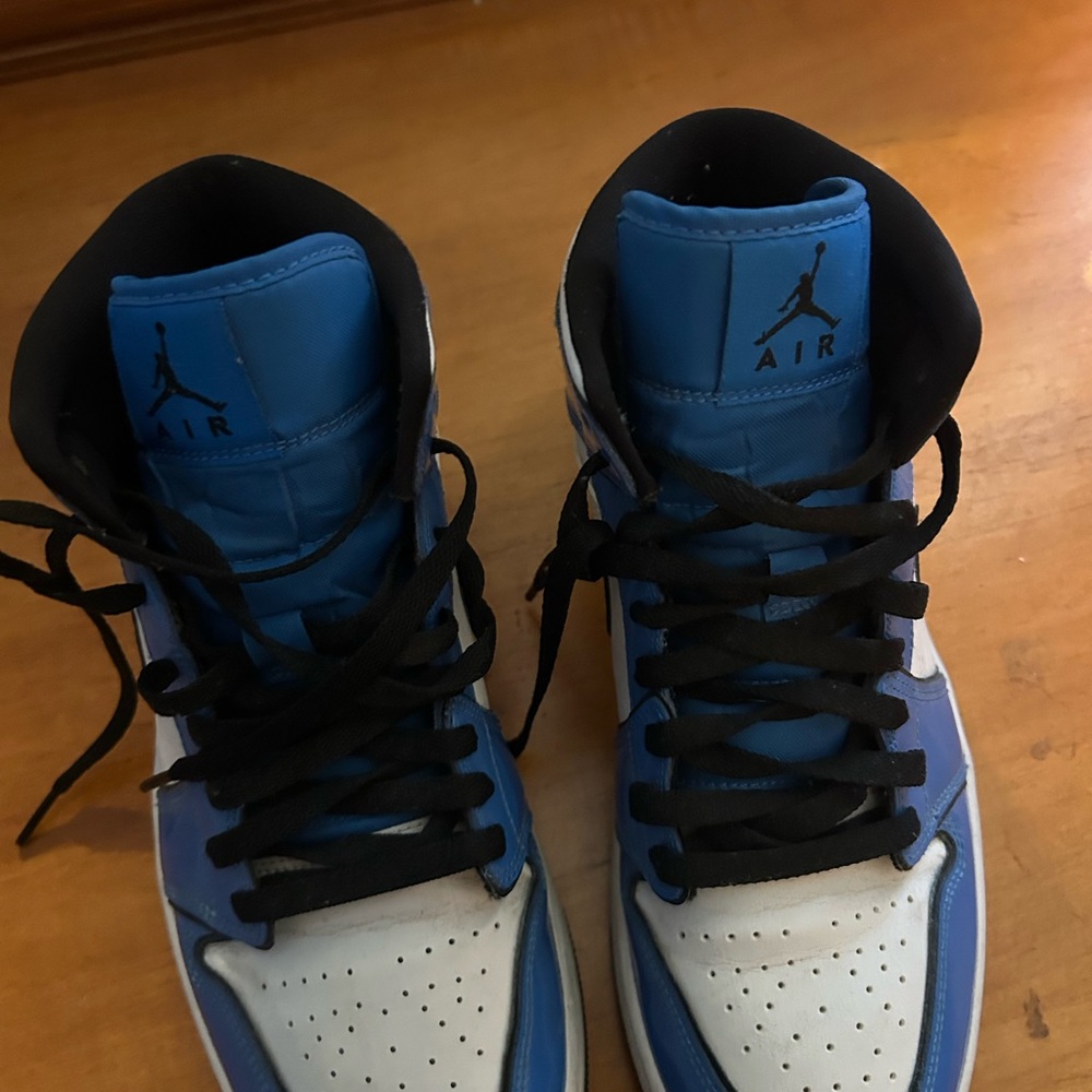Blue and White High-Top Sneakers - Picture 3 of 3